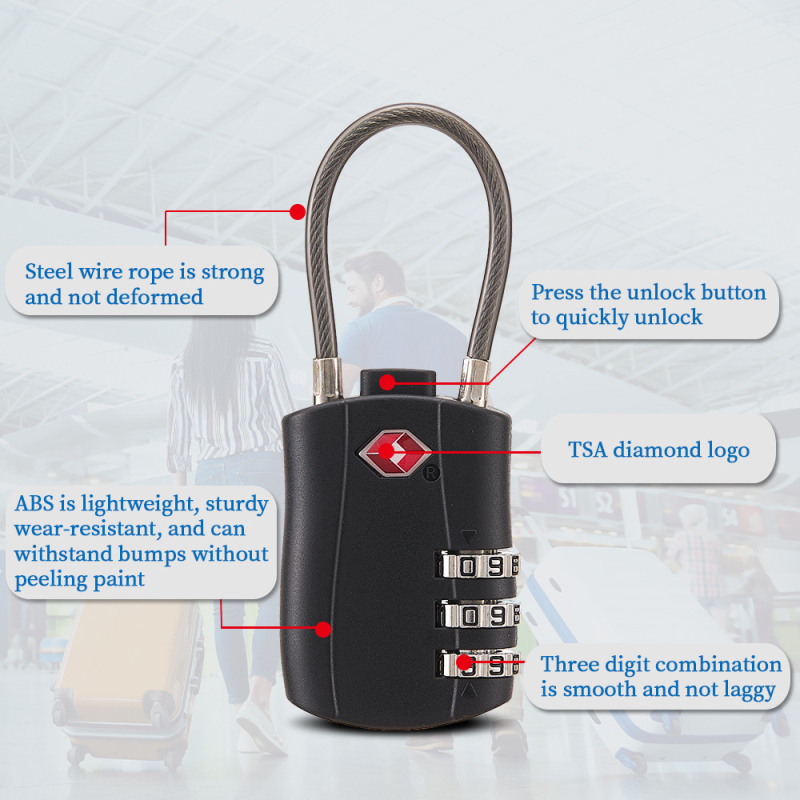 Simply TSA μηχανική κλειδαριά αποσκευών, μοντέλο 527, πλαστικό σώμα, κατάλληλη για ταξίδια στο εξωτερικό