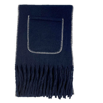 Mohēras šalle ar pūpjiem un lielām kabatām, ziemai, 100% poliesters