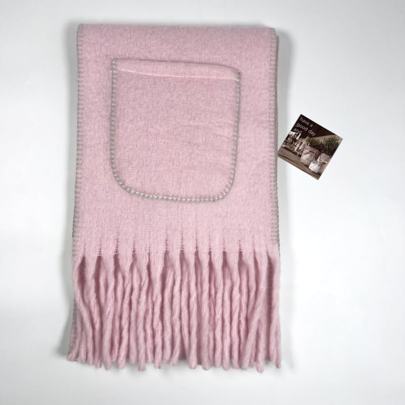 Mohēras šalle ar pūpjiem un lielām kabatām, ziemai, 100% poliesters