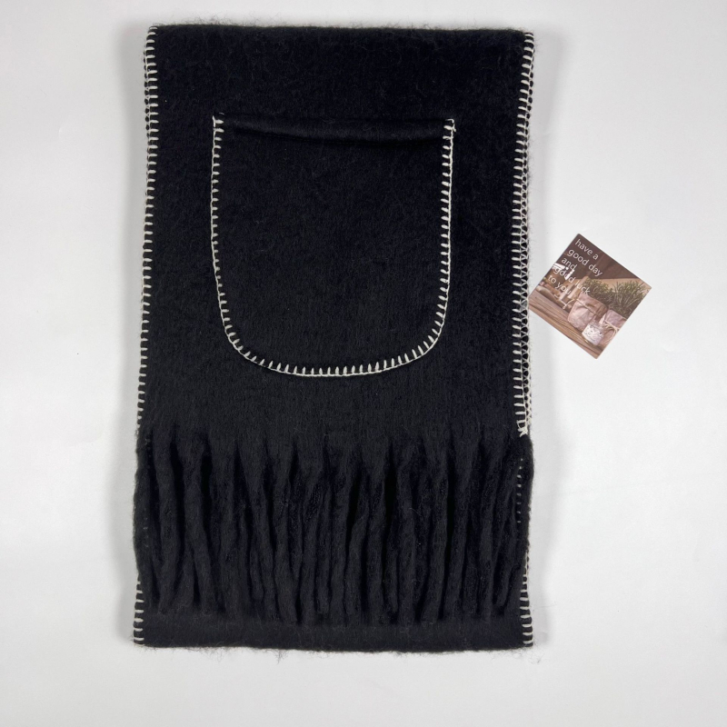 Mohēras šalle ar pūpjiem un lielām kabatām, ziemai, 100% poliesters