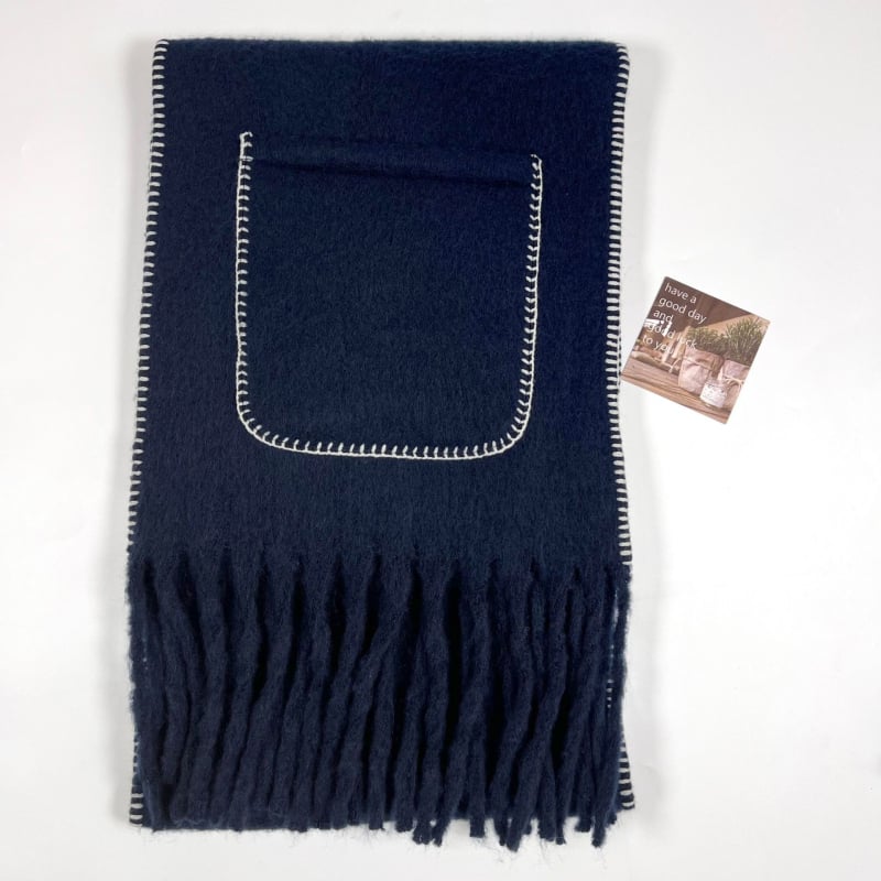 Mohēras šalle ar pūpjiem un lielām kabatām, ziemai, 100% poliesters