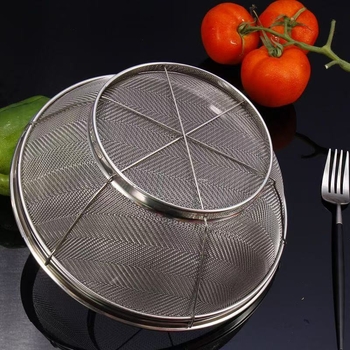 Coș rotund din oțel inoxidabil cu plasă pentru spălarea orezului, susamului și legumelor; coș de spălare pentru gospodărie cu control al apei și filtrare