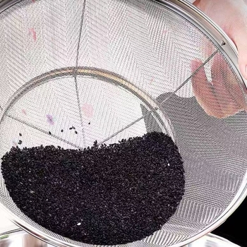 Coș rotund din oțel inoxidabil cu plasă pentru spălarea orezului, susamului și legumelor; coș de spălare pentru gospodărie cu control al apei și filtrare