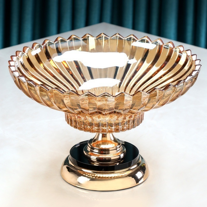 Farfurie de fructe din sticlă pentru măsuța de cafea din sufragerie – stil Nordic, stil nou Chinezesc, marca Mingshuo, calitate premium