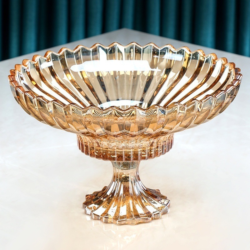 Farfurie de fructe din sticlă pentru măsuța de cafea din sufragerie – stil Nordic, stil nou Chinezesc, marca Mingshuo, calitate premium