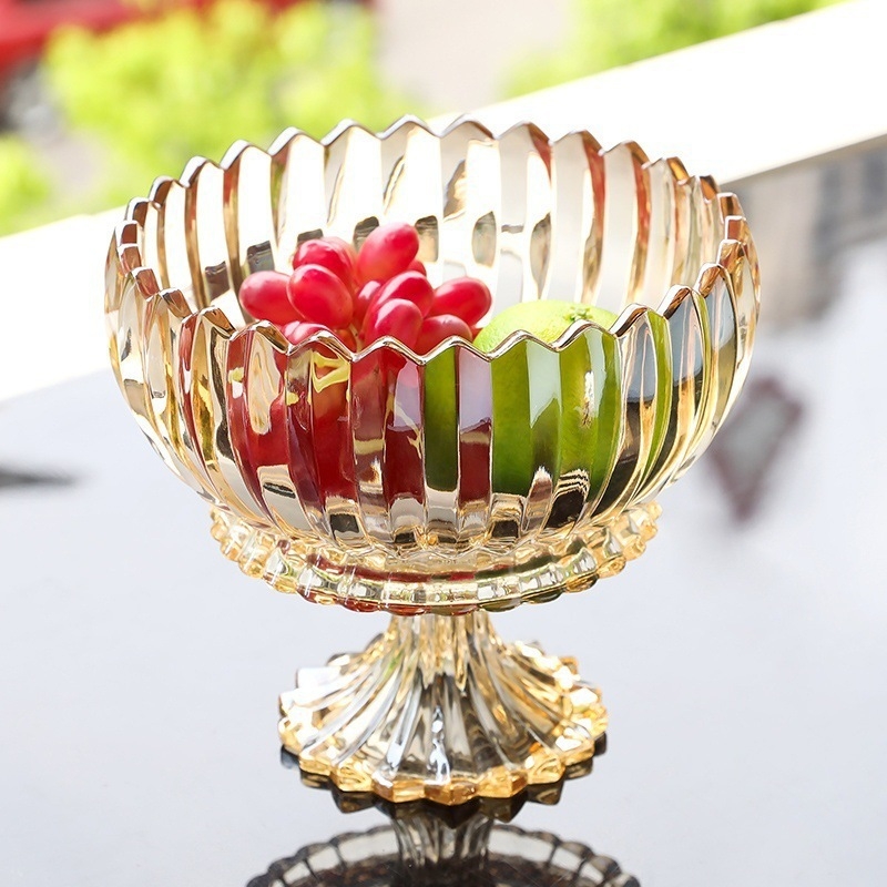 Farfurie de fructe din sticlă pentru măsuța de cafea din sufragerie – stil Nordic, stil nou Chinezesc, marca Mingshuo, calitate premium