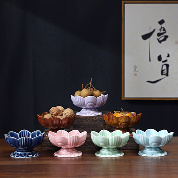 Farfurie de fructe din porțelan, Xin shengqi, stil chinezesc nou, Lotus High Plate