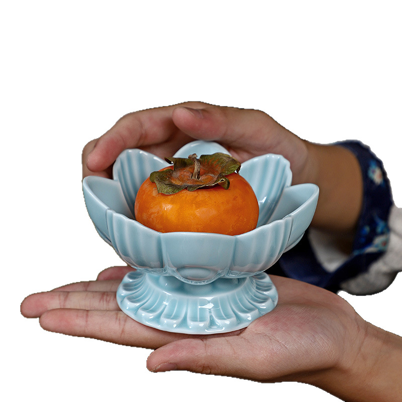 Farfurie de fructe din porțelan, Xin shengqi, stil chinezesc nou, Lotus High Plate