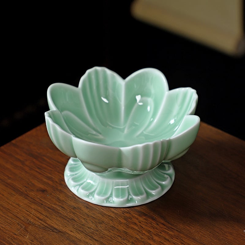 Farfurie de fructe din porțelan, Xin shengqi, stil chinezesc nou, Lotus High Plate