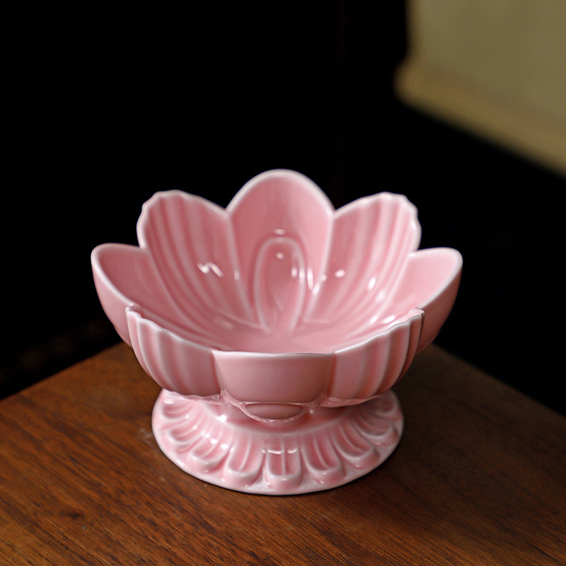 Farfurie de fructe din porțelan, Xin shengqi, stil chinezesc nou, Lotus High Plate