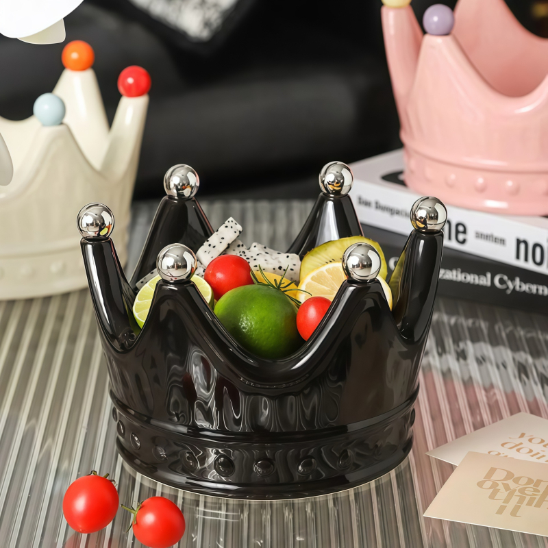 Porcelán gyümölcstál villával - May di, könnyű luxus retro stílus, 2025-ös bevezetés, gyümölcskosár