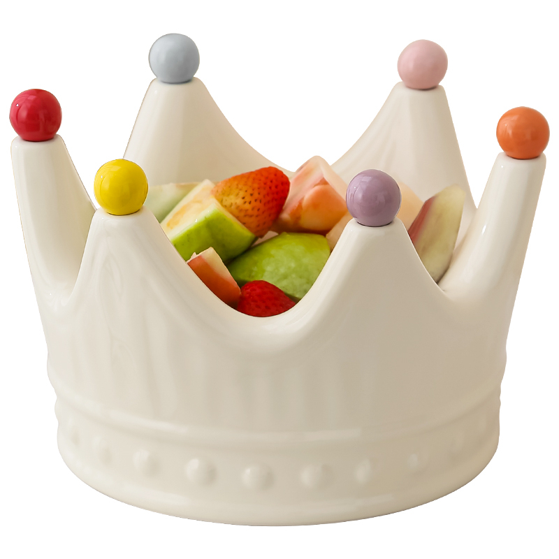 Porcelán gyümölcstál villával - May di, könnyű luxus retro stílus, 2025-ös bevezetés, gyümölcskosár