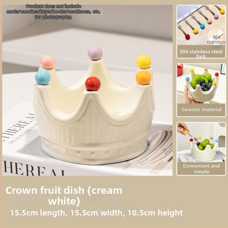 Porcelán gyümölcstál villával - May di, könnyű luxus retro stílus, 2025-ös bevezetés, gyümölcskosár