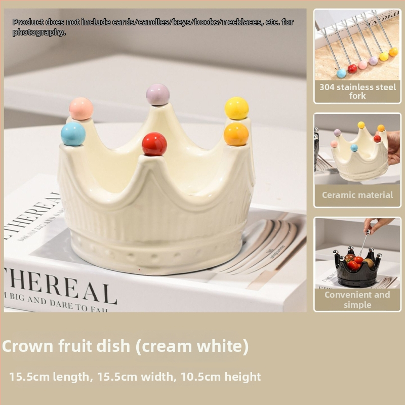Porcelán gyümölcstál villával - May di, könnyű luxus retro stílus, 2025-ös bevezetés, gyümölcskosár