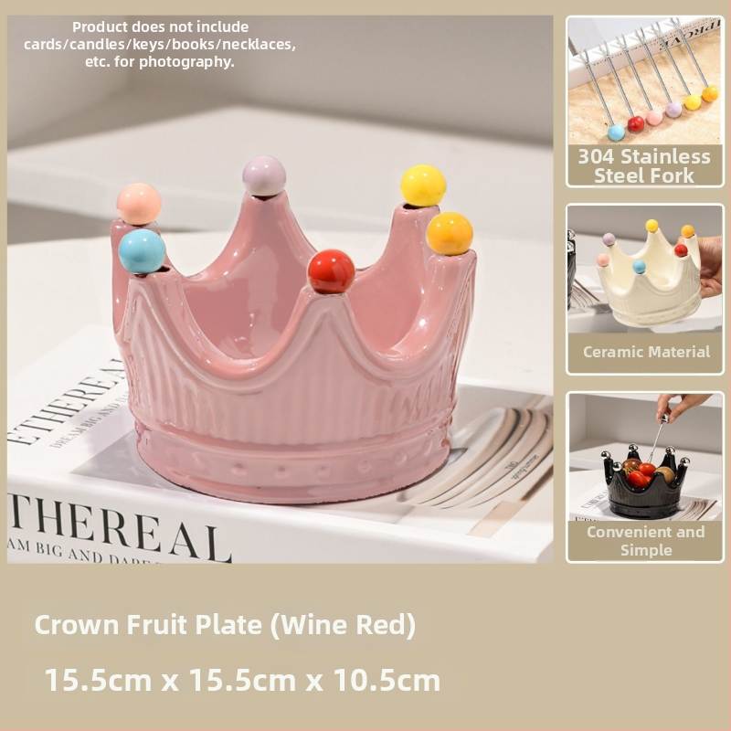 Porcelán gyümölcstál villával - May di, könnyű luxus retro stílus, 2025-ös bevezetés, gyümölcskosár