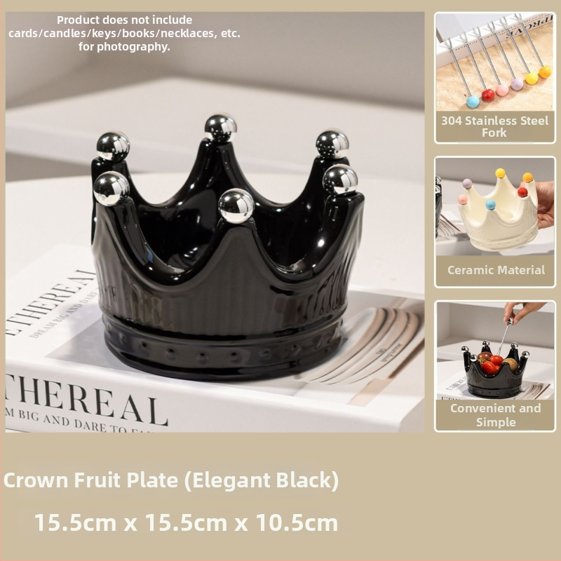 Porcelán gyümölcstál villával - May di, könnyű luxus retro stílus, 2025-ös bevezetés, gyümölcskosár