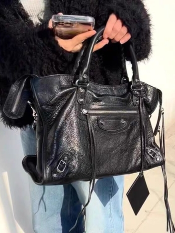 LIYAMEI Torba za motocikl s nitima od kože prvog sloja, tamno retro francuska tote, crossbody