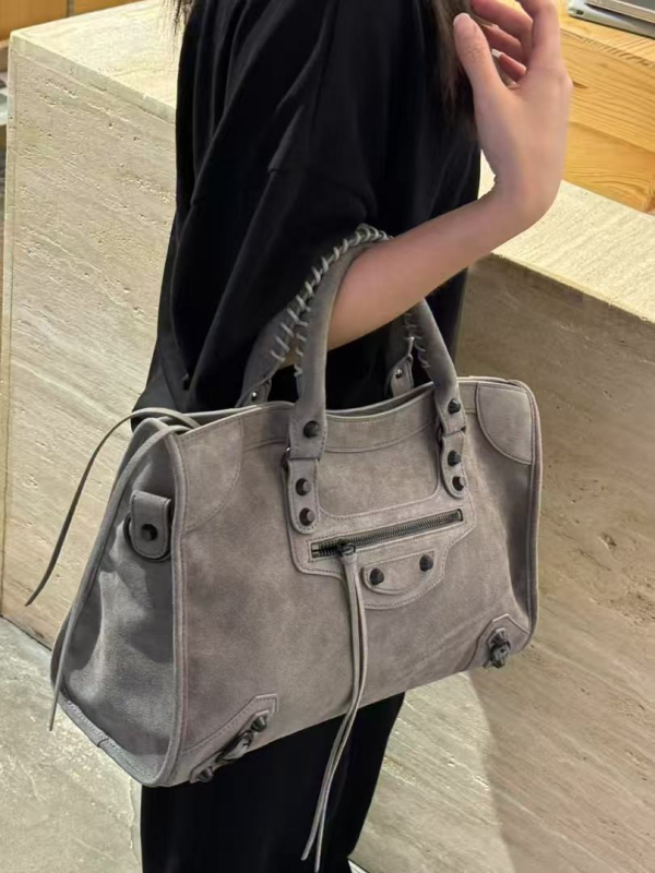LIYAMEI Torba za motocikl s nitima od kože prvog sloja, tamno retro francuska tote, crossbody