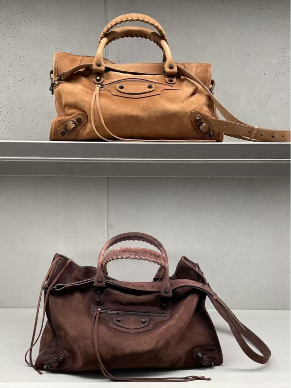 LIYAMEI Torba za motocikl s nitima od kože prvog sloja, tamno retro francuska tote, crossbody