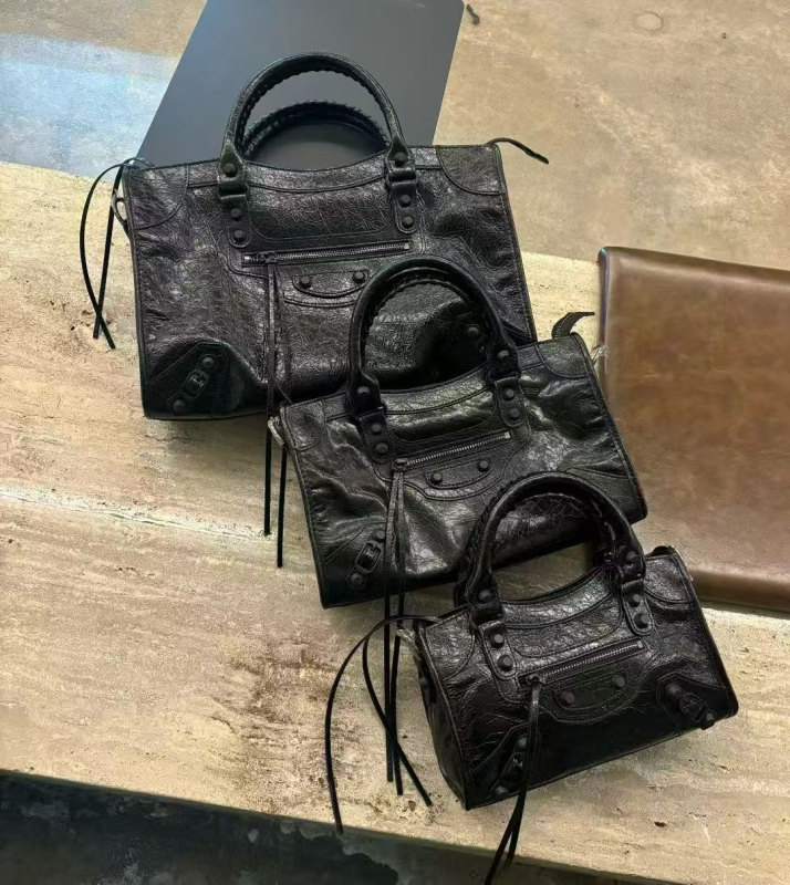 LIYAMEI Torba za motocikl s nitima od kože prvog sloja, tamno retro francuska tote, crossbody