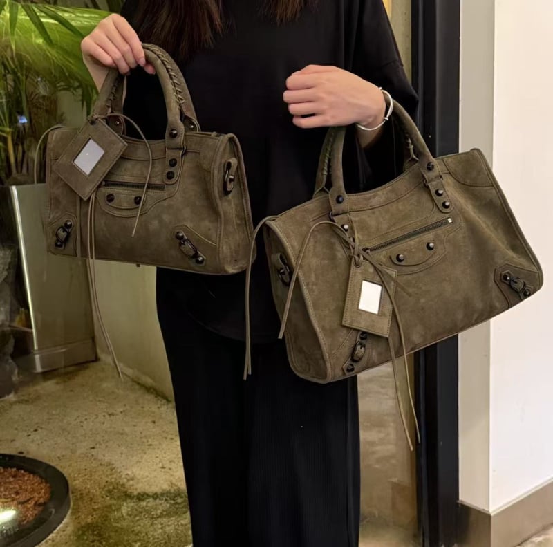 LIYAMEI Torba za motocikl s nitima od kože prvog sloja, tamno retro francuska tote, crossbody