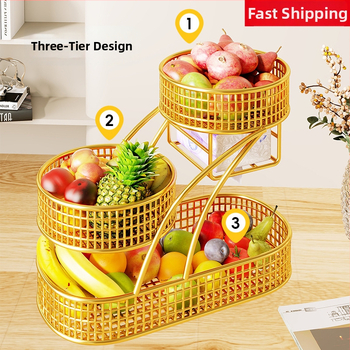 Mugege Železný Umelecký Ovocný Tanier – Ľahký Luxus, Viacvrstvový Ovocný Kôš s Úložnou Schránkou do Obývačky