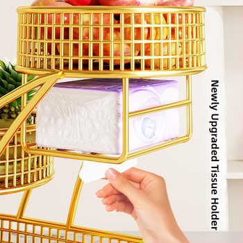 Mugege Železný Umelecký Ovocný Tanier – Ľahký Luxus, Viacvrstvový Ovocný Kôš s Úložnou Schránkou do Obývačky