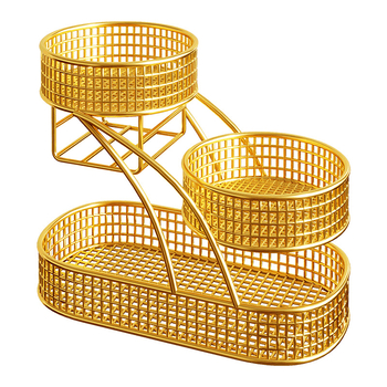 Mugege Željezni Pladanj za Voće – Svijetli Luksuz, Višeslojna Košara za Voće s Kutijom za Pohranu Dnevni Boravak