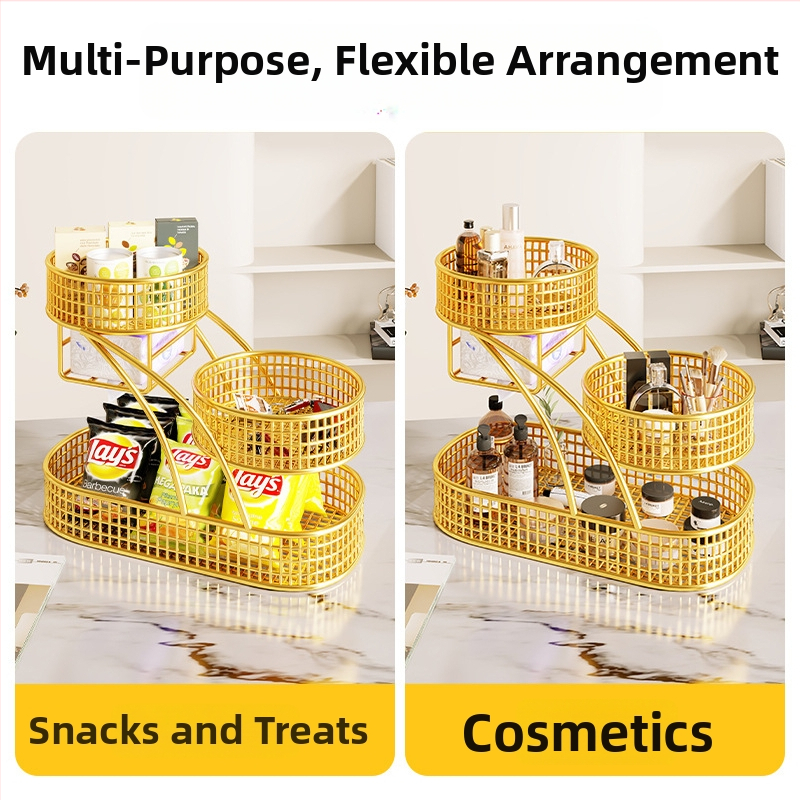 Mugege Železný Umelecký Ovocný Tanier – Ľahký Luxus, Viacvrstvový Ovocný Kôš s Úložnou Schránkou do Obývačky