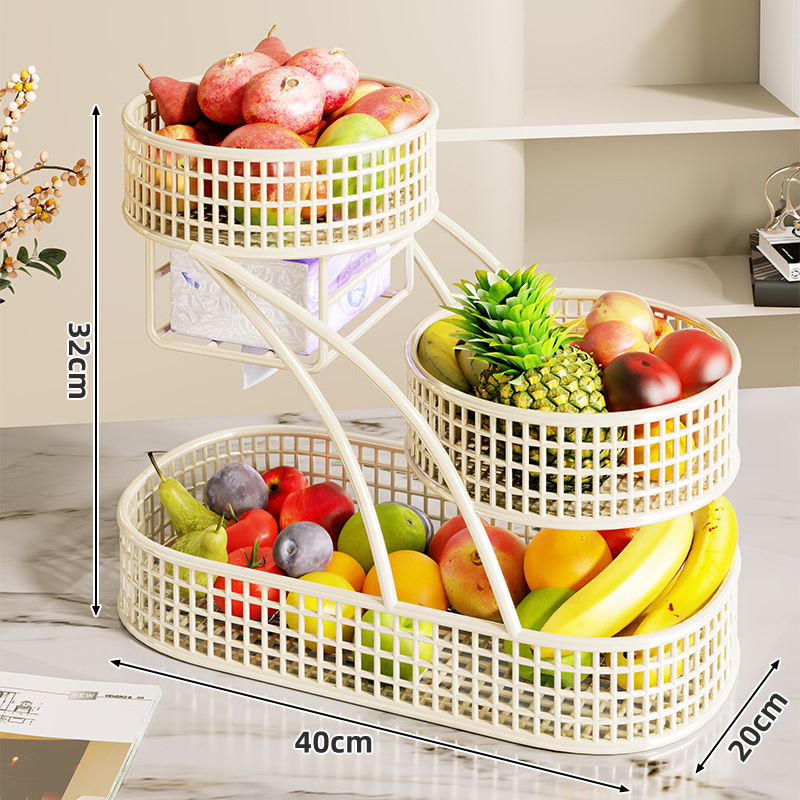 Mugege Željezni Pladanj za Voće – Svijetli Luksuz, Višeslojna Košara za Voće s Kutijom za Pohranu Dnevni Boravak