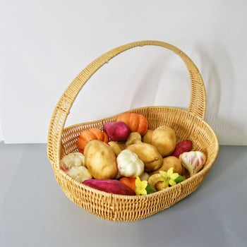 Plastični koš za voće, ručno pleteni, u obliku broda, retro pastoralni stil, luksuz retro.