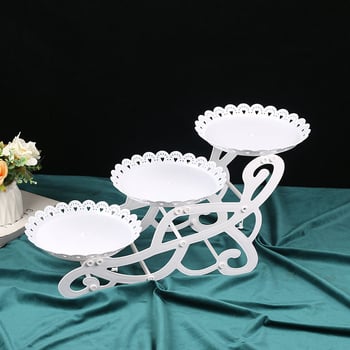 Kenari trostruki stalak za svadbene torte i voće – plastični, jednostavan stil