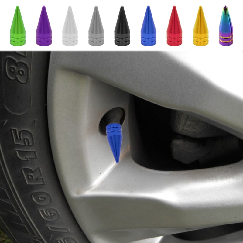 Poklopci ventila automobila - aluminijska legura, šiljasta glava, navojni spoj, univerzalna kompatibilnost, set od četiri komada.