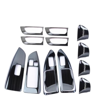 Iekšējais durvju roktura panelis – nerūsējošais tērauds; skrāpējumu un nodiluma izturīgs; pozīcija: logu slēdžu panelis; saderīgs ar Toyota Prado LC120; zīmols Sphoree