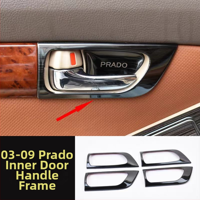 Iekšējais durvju roktura panelis – nerūsējošais tērauds; skrāpējumu un nodiluma izturīgs; pozīcija: logu slēdžu panelis; saderīgs ar Toyota Prado LC120; zīmols Sphoree