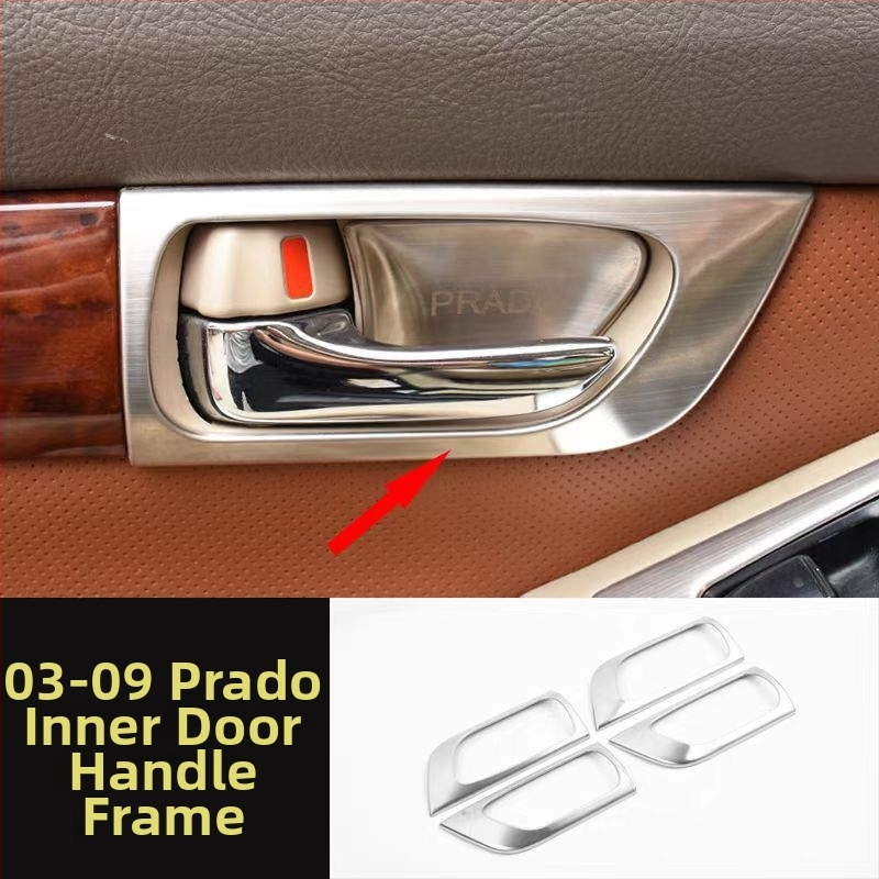 Iekšējais durvju roktura panelis – nerūsējošais tērauds; skrāpējumu un nodiluma izturīgs; pozīcija: logu slēdžu panelis; saderīgs ar Toyota Prado LC120; zīmols Sphoree