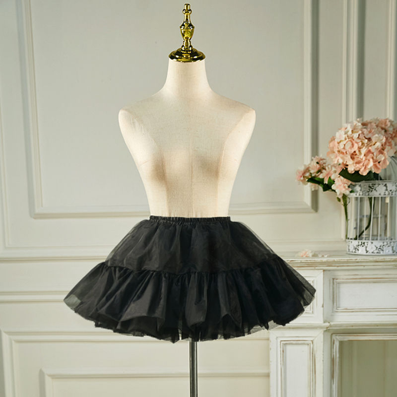 Φούστα Lolita με τούλι και μπούστο, 6 στρώσεις απαλού τούλι, χωρίς κόκαλα bustle, Α-γραμμή, ημι‑μακρύ φούστα με φούσκωμα