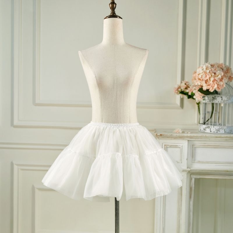 Φούστα Lolita με τούλι και μπούστο, 6 στρώσεις απαλού τούλι, χωρίς κόκαλα bustle, Α-γραμμή, ημι‑μακρύ φούστα με φούσκωμα