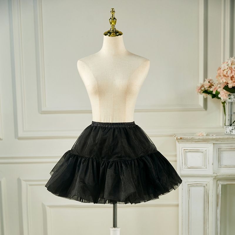 Φούστα Lolita με τούλι και μπούστο, 6 στρώσεις απαλού τούλι, χωρίς κόκαλα bustle, Α-γραμμή, ημι‑μακρύ φούστα με φούσκωμα