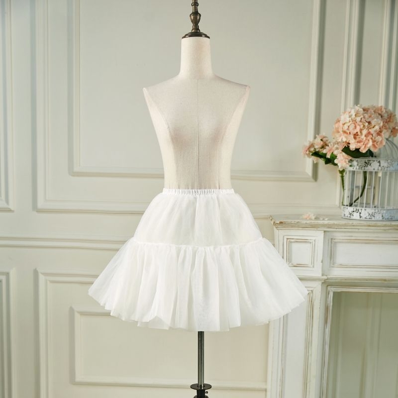 Φούστα Lolita με τούλι και μπούστο, 6 στρώσεις απαλού τούλι, χωρίς κόκαλα bustle, Α-γραμμή, ημι‑μακρύ φούστα με φούσκωμα