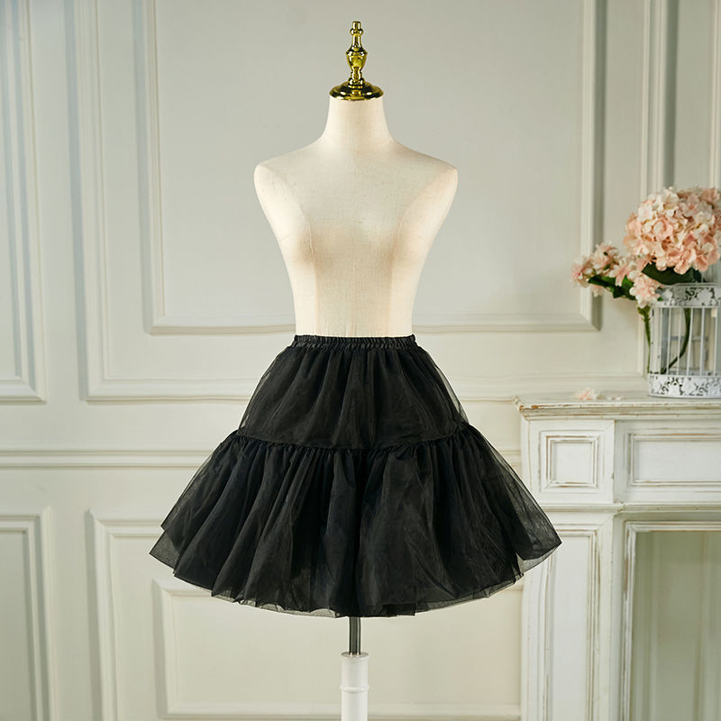 Φούστα Lolita με τούλι και μπούστο, 6 στρώσεις απαλού τούλι, χωρίς κόκαλα bustle, Α-γραμμή, ημι‑μακρύ φούστα με φούσκωμα
