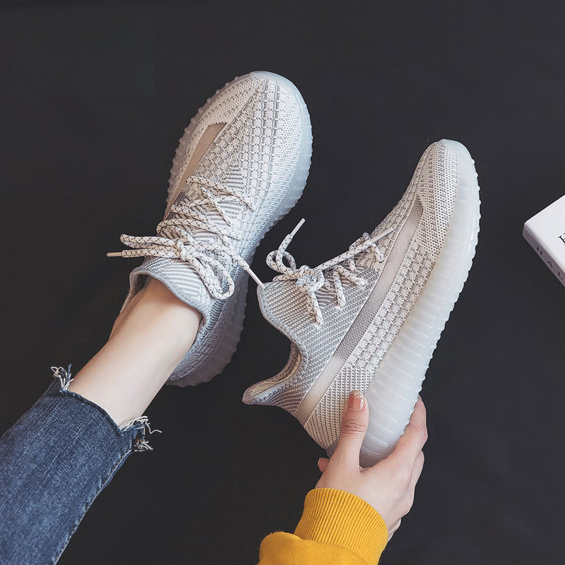 Női légáteresztő hálós balerina cipő ütéscsillapító TPR talppal, fűzővel záródó, 0–1 cm magasságú sarok, őszi mindennapi cipő