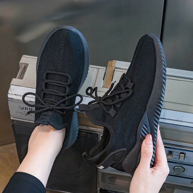 Női légáteresztő hálós balerina cipő ütéscsillapító TPR talppal, fűzővel záródó, 0–1 cm magasságú sarok, őszi mindennapi cipő