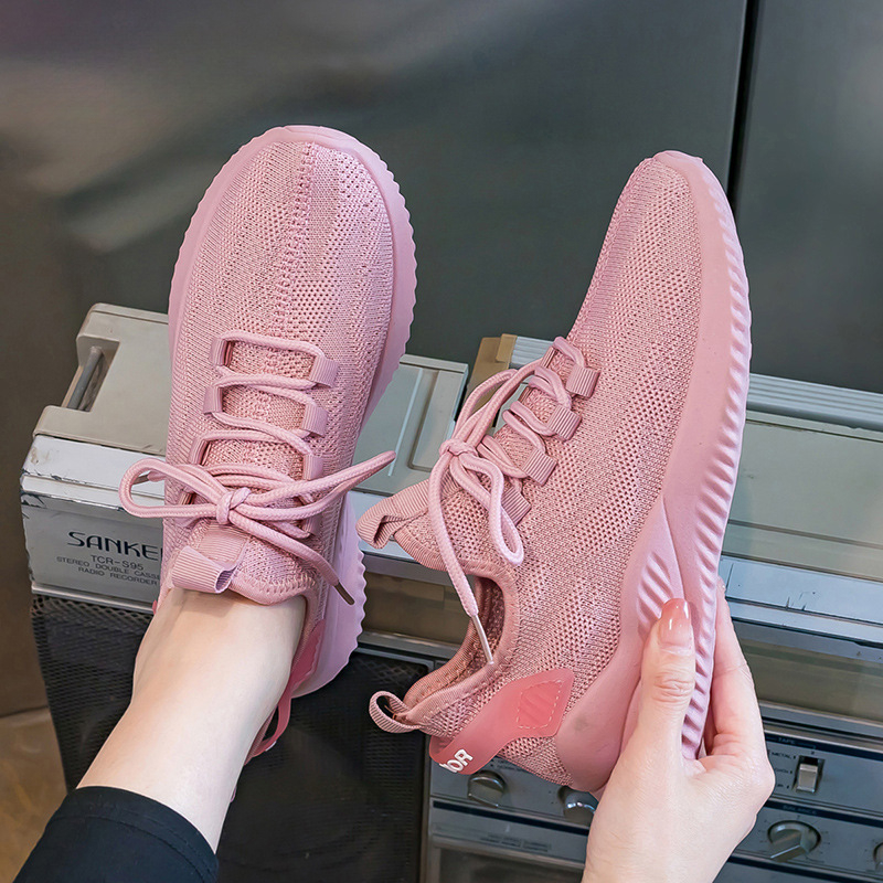 Női légáteresztő hálós balerina cipő ütéscsillapító TPR talppal, fűzővel záródó, 0–1 cm magasságú sarok, őszi mindennapi cipő