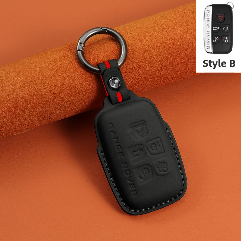 Land Roverhez való bőr kulcstartó – első réteg marhabőr, etnikai stílus, csattal