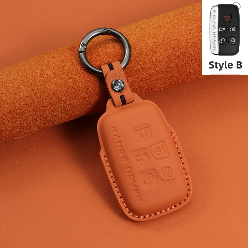 Land Roverhez való bőr kulcstartó – első réteg marhabőr, etnikai stílus, csattal