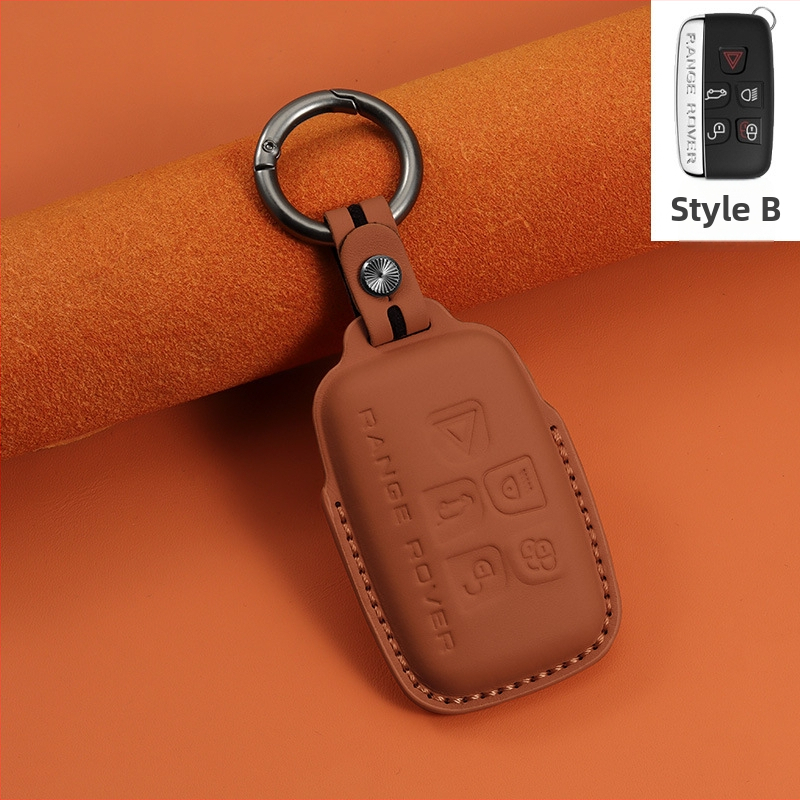 Land Roverhez való bőr kulcstartó – első réteg marhabőr, etnikai stílus, csattal