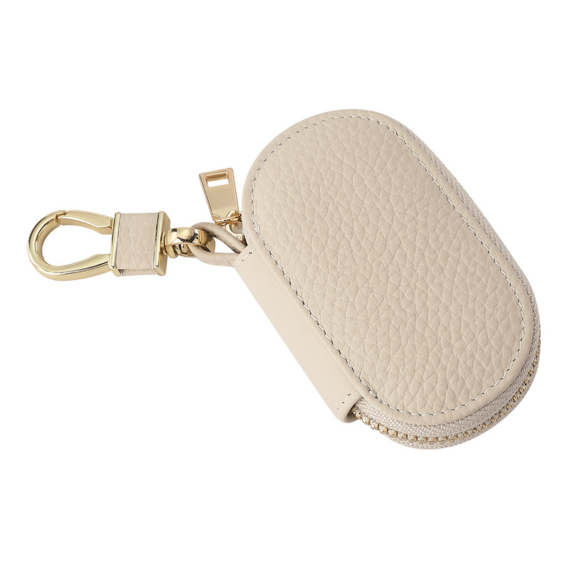 Θήκη κλειδιών αυτοκινήτου από γνήσιο δέρμα με φερμουάρ, κορυφαίας ποιότητας μοσχαρίσιο δέρμα, 1 πτυσσόμενη θήκη πορτοφόλι, μονόχρωμο σχέδιο, Σειρά Key Bag, διαπνοή και αδιάβροχο