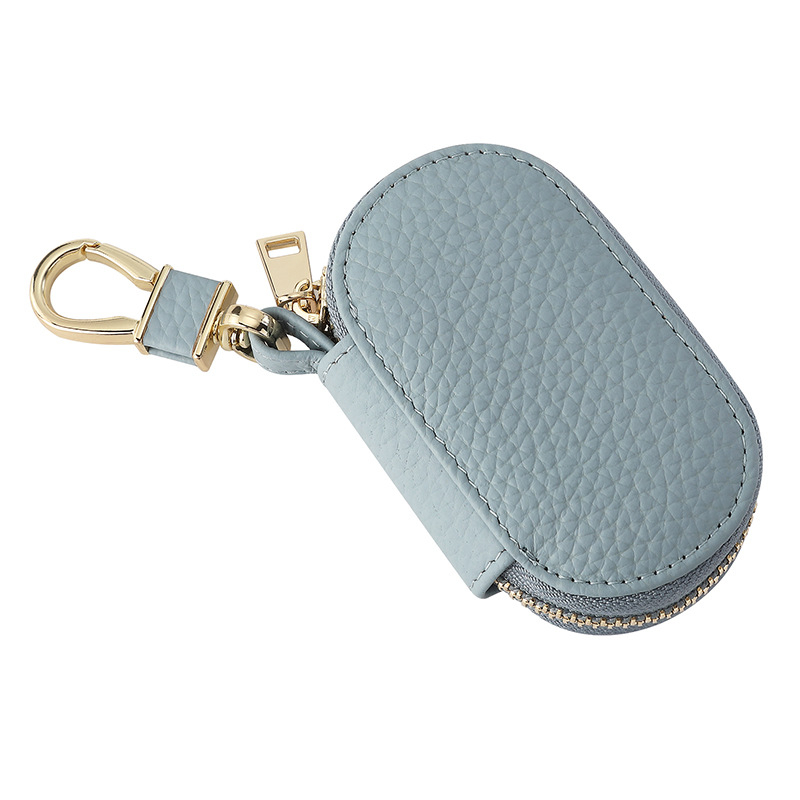 Θήκη κλειδιών αυτοκινήτου από γνήσιο δέρμα με φερμουάρ, κορυφαίας ποιότητας μοσχαρίσιο δέρμα, 1 πτυσσόμενη θήκη πορτοφόλι, μονόχρωμο σχέδιο, Σειρά Key Bag, διαπνοή και αδιάβροχο