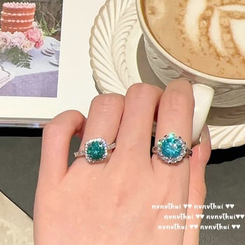 Komplet nakita: prsten i geometrijske cirkon naušnice, pozlaćeni 18K, geometrijski ugradeni cirkoni, francuski retro stil.